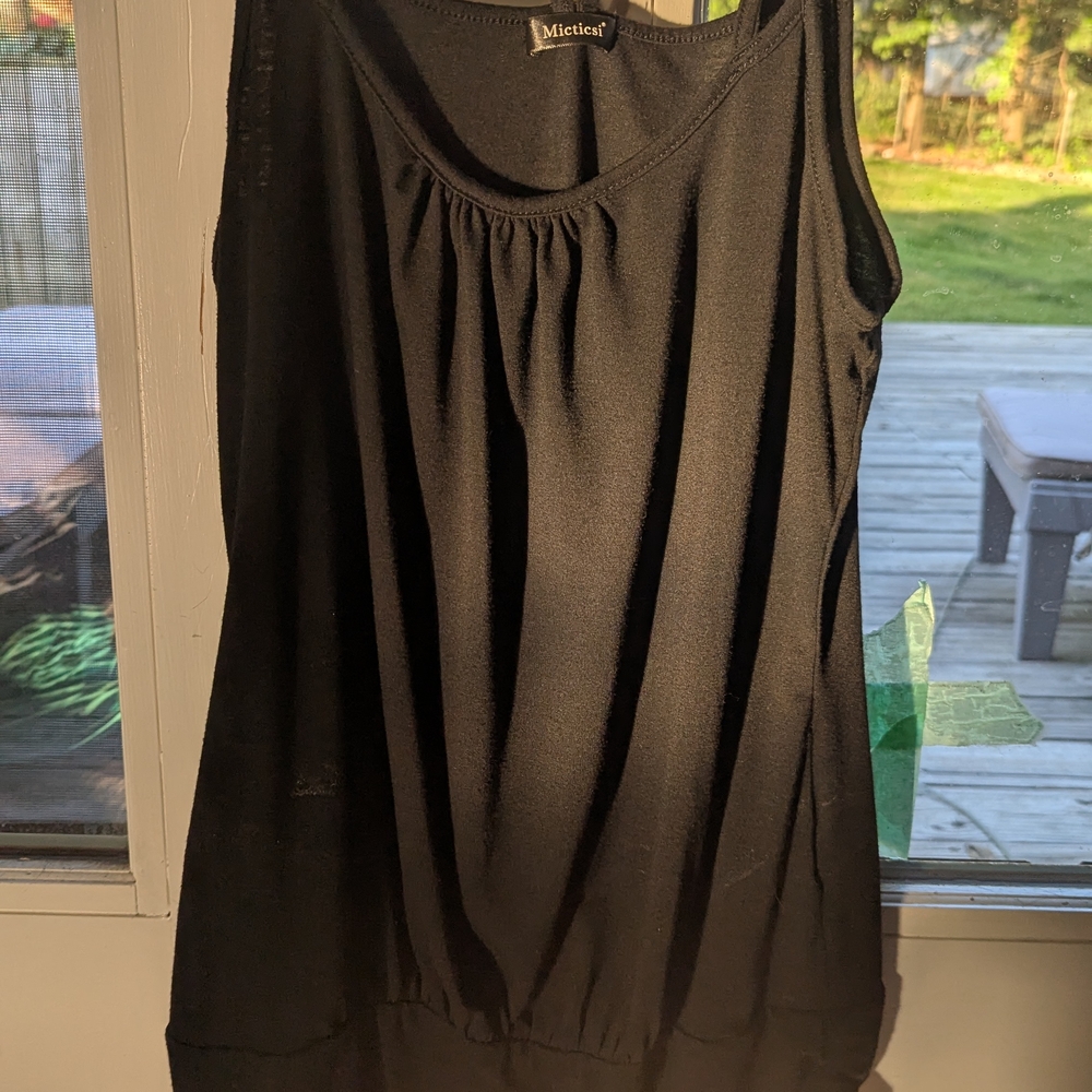 Elegant Black Ruched Tank Top